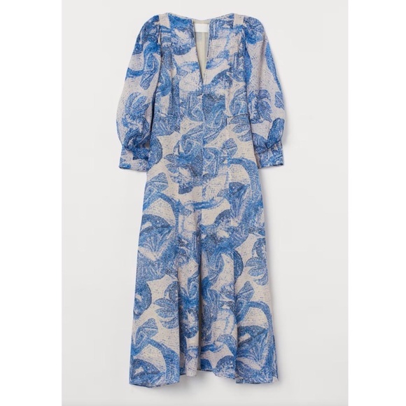 H&M Premium Selection Mosaic-Patterened Organic Silk Midi Dress NWOT - Picture 1 of 4